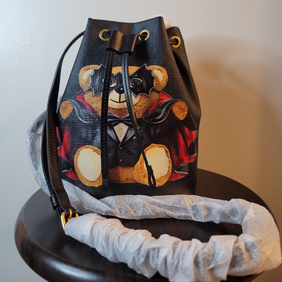 Moschino Bat Teddy Bear Bucket Bag - Picture 1 of 6